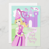 Invitation de fête d'anniversaire de princesse (Devant / Derrière)