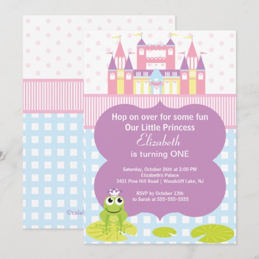 Invitation de fête d'anniversaire de princesse de (Devant / Derrière)