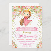 Invitation de fête d'anniversaire de princesse fil (Devant / Derrière)