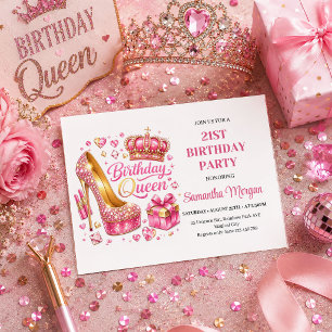 Invitation de fête d'anniversaire de reine de conf
