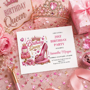 Invitation de fête d'anniversaire de reine moderne