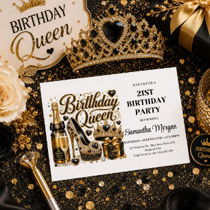 Invitation de fête d'anniversaire de reine tendanc