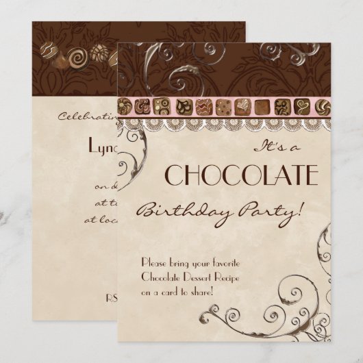 Invitation de fête d'anniversaire de remous de (Devant / Derrière)