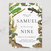 Invitation de fête d'anniversaire de reptile (Devant / Derrière)