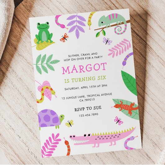 Invitation de fête d'anniversaire de reptile
