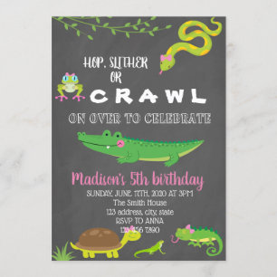 Invitation de fête d'anniversaire de reptile de