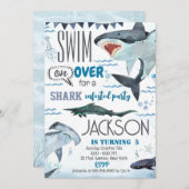 Invitation de fête d'anniversaire de requin (Devant / Derrière)