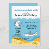 Invitation de fête d'anniversaire de requin (Devant / Derrière)
