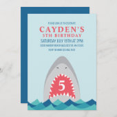 Invitation de fête d'anniversaire de requin (Devant / Derrière)