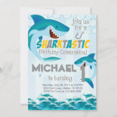 Invitation de fête d'anniversaire de requin Invita (Devant)