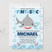 Invitation de fête d'anniversaire de requin Invita (Devant)