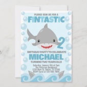 Invitation de fête d'anniversaire de requin Invita (Devant)