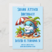 Invitation de fête d'anniversaire de requin modifi (Devant)