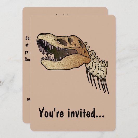 Invitation de fête d'anniversaire de Rex Dinosaur (Devant / Derrière)