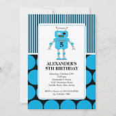 Invitation de fête d'anniversaire de robot (Devant)