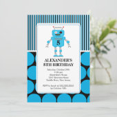 Invitation de fête d'anniversaire de robot (Debout devant)