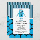 Invitation de fête d'anniversaire de robot (Devant / Derrière)