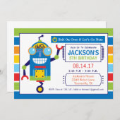 Invitation de fête d'anniversaire de robot (Devant / Derrière)