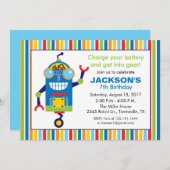 Invitation de fête d'anniversaire de robot (Devant / Derrière)