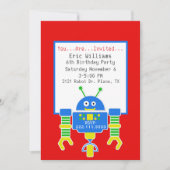 Invitation de fête d'anniversaire de robot de (Devant)