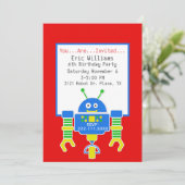 Invitation de fête d'anniversaire de robot de (Debout devant)