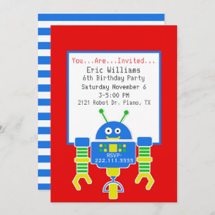 Invitation de fête d'anniversaire de robot de