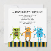 Invitation de fête d'anniversaire de robots (Devant)