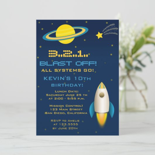 Invitation de fête d'anniversaire de Rocket (Debout devant)