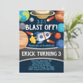 Invitation de fête d'anniversaire de Rocket de (Debout devant)