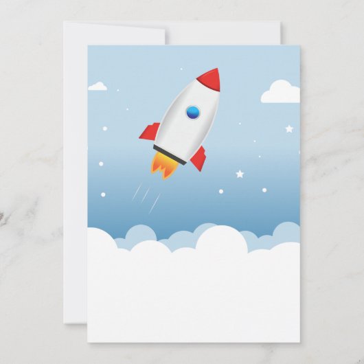 Invitation de fête d'anniversaire de Rocket Ship (Dos)