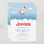 Invitation de fête d'anniversaire de Rocket Ship (Devant / Derrière)