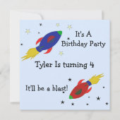 Invitation de fête d'anniversaire de Rocket Ship (Devant)