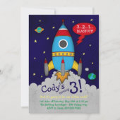 Invitation de fête d'anniversaire de Rocketship (Devant)