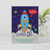 Invitation de fête d'anniversaire de Rocketship (Debout devant)