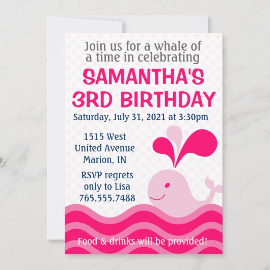 Invitation de fête d'anniversaire de rose de la (Devant)