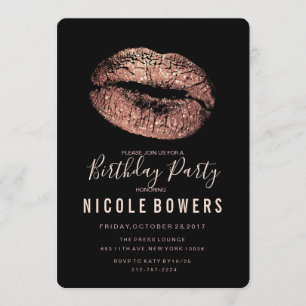 Invitation de fête d'anniversaire de rose gold lèv