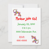 Invitation de fête d'anniversaire de salamandre de (Dos)