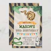 Invitation de fête d'anniversaire de serpents (Devant / Derrière)