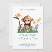 Invitation de fête d'anniversaire de singe (Devant)