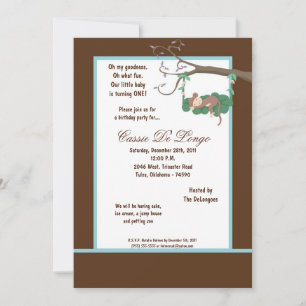 invitation de fête d'anniversaire de singe Brown 5