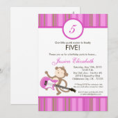 invitation de fête d'anniversaire de singe de (Devant / Derrière)