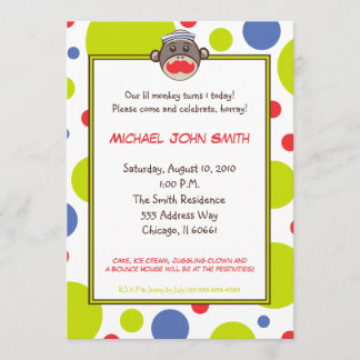 Invitation de fête d'anniversaire de singe de