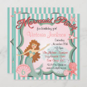 Invitation de fête d'anniversaire de sirène (Devant / Derrière)