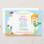 Invitation de fête d'anniversaire de sirène (Devant / Derrière)