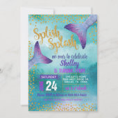 Invitation de fête d'anniversaire de sirène (Devant)