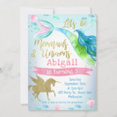 Invitation de fête d'anniversaire de sirène et de (Devant)