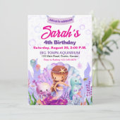 Invitation de fête d'anniversaire de sirène mignon (Debout devant)