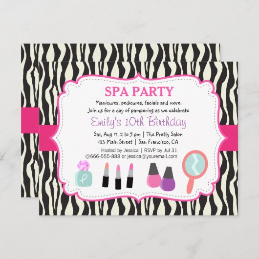 Invitation de fête d'anniversaire de spa (Devant / Derrière)