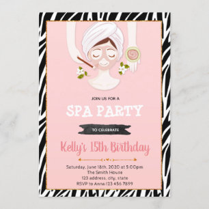 Invitation de fête d'anniversaire de spa