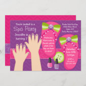 Invitation de fête d'anniversaire de spa de Mani (Devant / Derrière)
